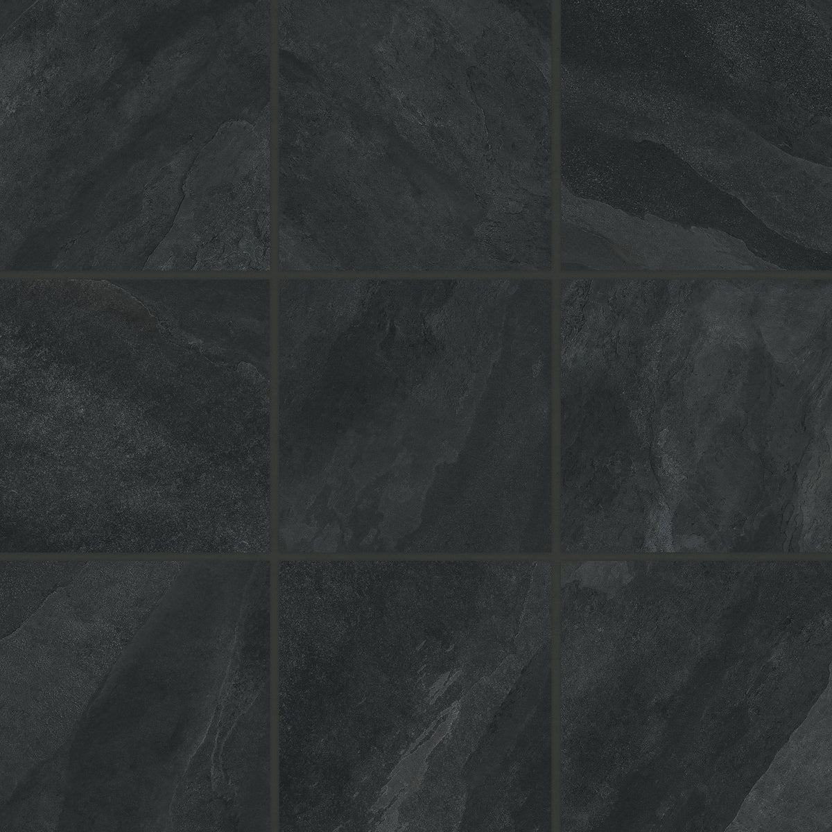 Bedrosians Magnifica Era 4" x 4" - 8mm Honed Porcelain Mosaic Tile in Pietra Scura | Item Code 100007425