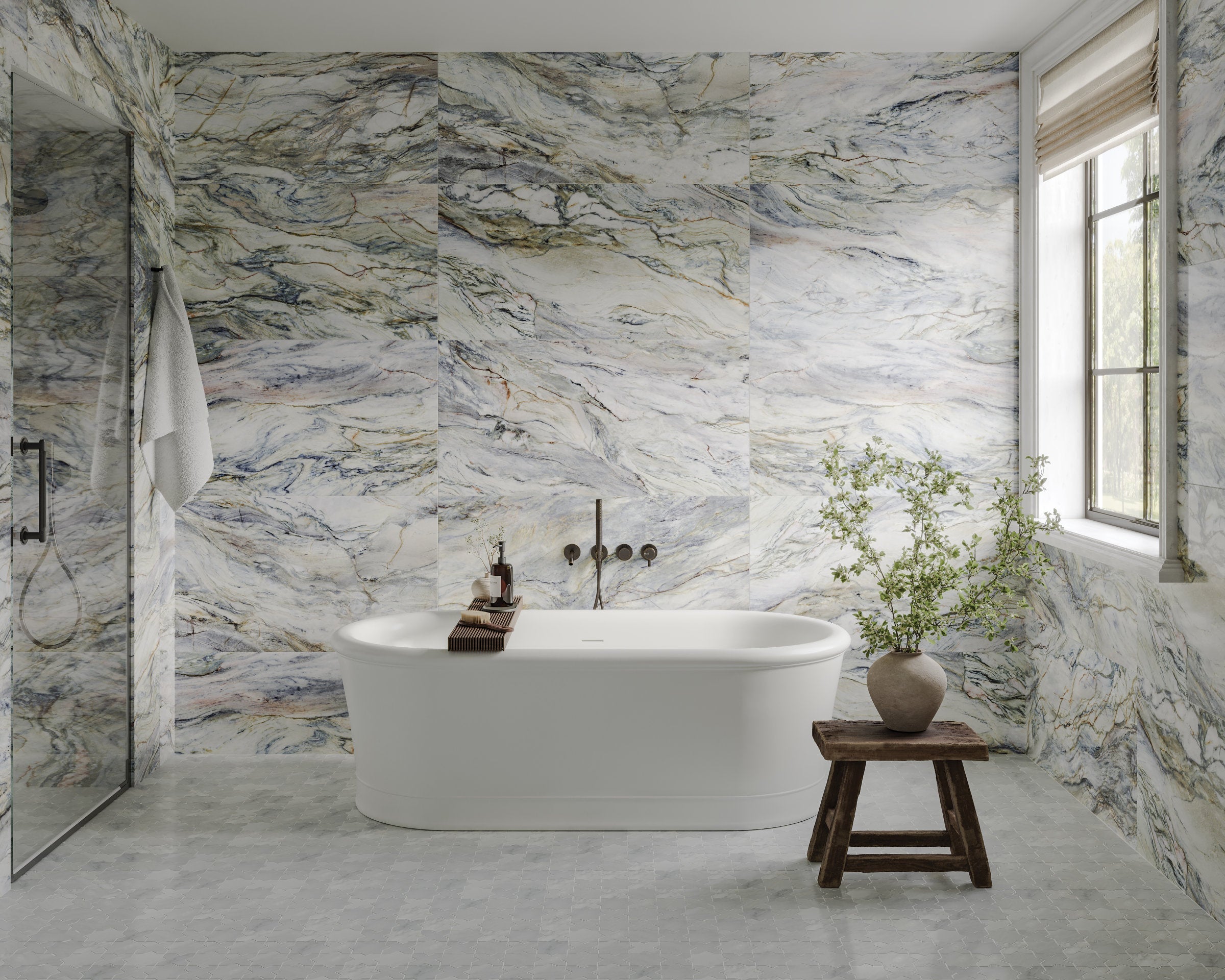 Bedrosians Magnifica Era Luxury 24" x 48" Satin Porcelain Field Tile in Fusion | Item Code 100007470