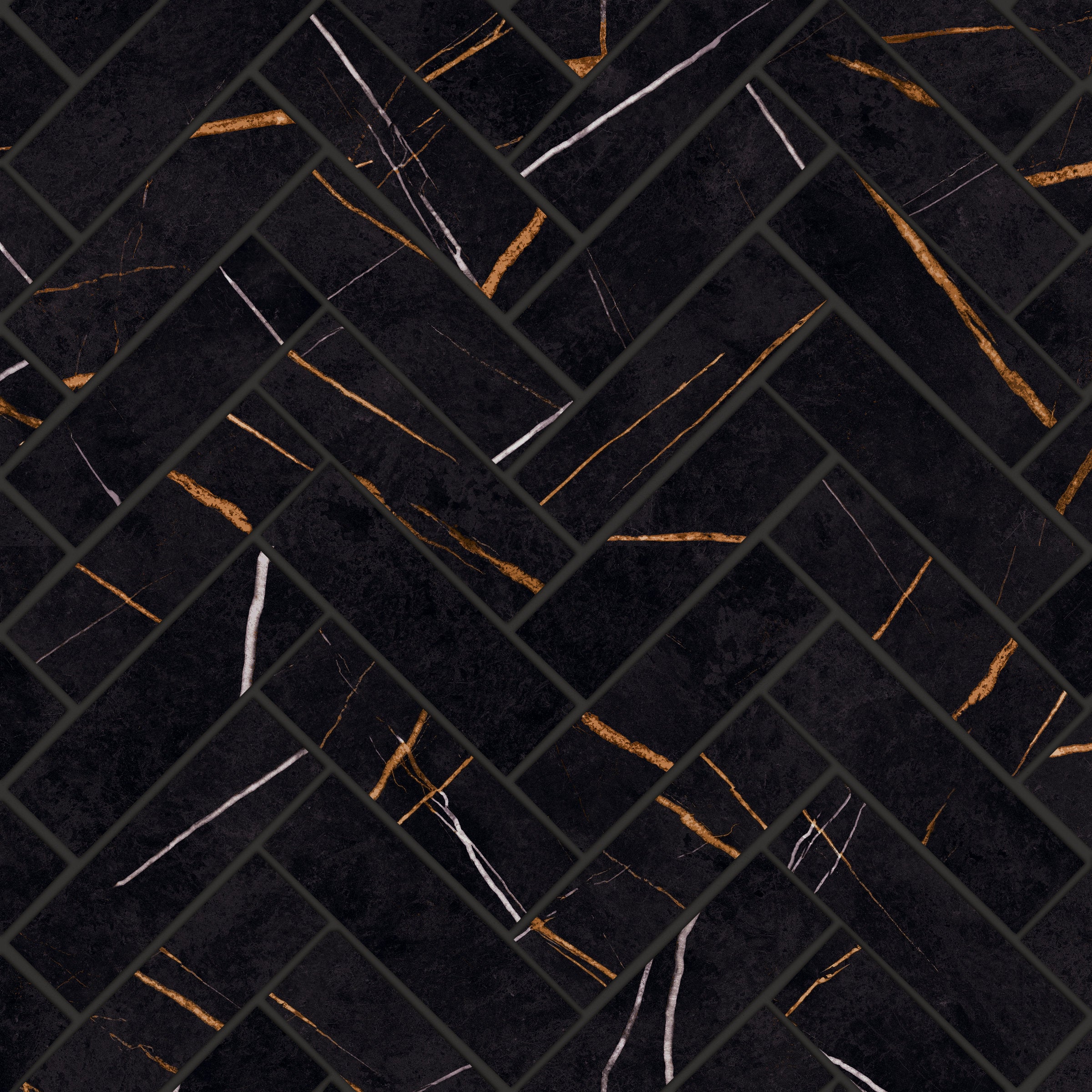 Bedrosians Magnifica Era 1" x 4" - 8mm Satin Porcelain Herringbone Mosaic Tile in Sahara Noir | Item Code 100007478