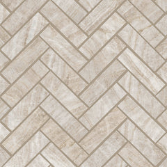 Bedrosians Magnifica Era 1" x 4" - 8mm Satin Porcelain Herringbone Mosaic Tile in Taj Mahal | Item Code 100007480
