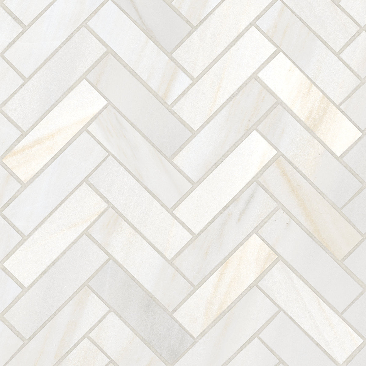 Bedrosians Magnifica Era 1" x 4" - 8mm Honed Porcelain Herringbone Mosaic Tile in Bianco Lasa | Item Code 100007497