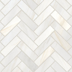 Bedrosians Magnifica Era 1" x 4" - 8mm Honed Porcelain Herringbone Mosaic Tile in Bianco Lasa | Item Code 100007497