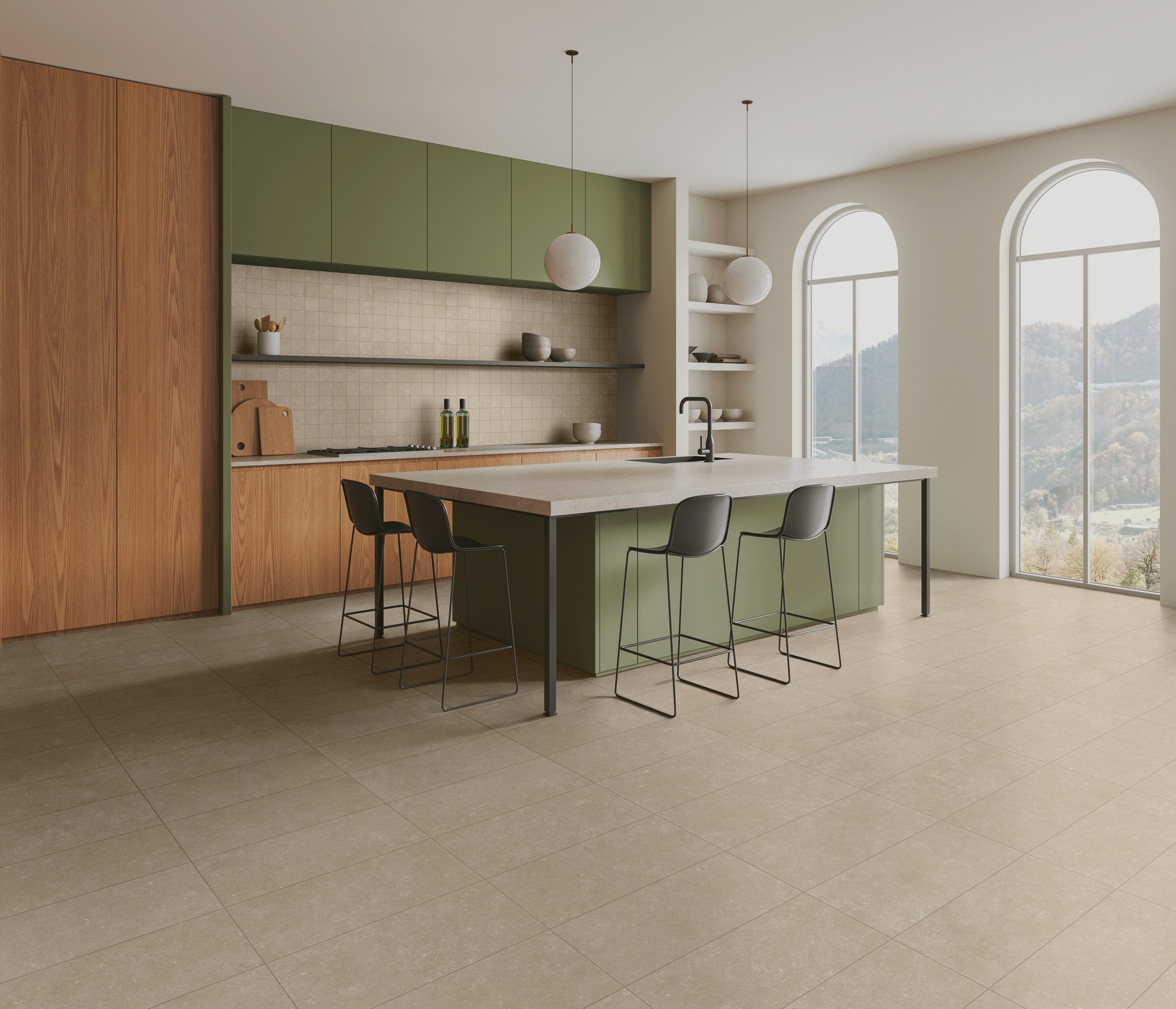 Bedrosians Bluerun 4" x 4" Matte Porcelain Mosaic Sheet in Historic Greige | Item Code 100008042