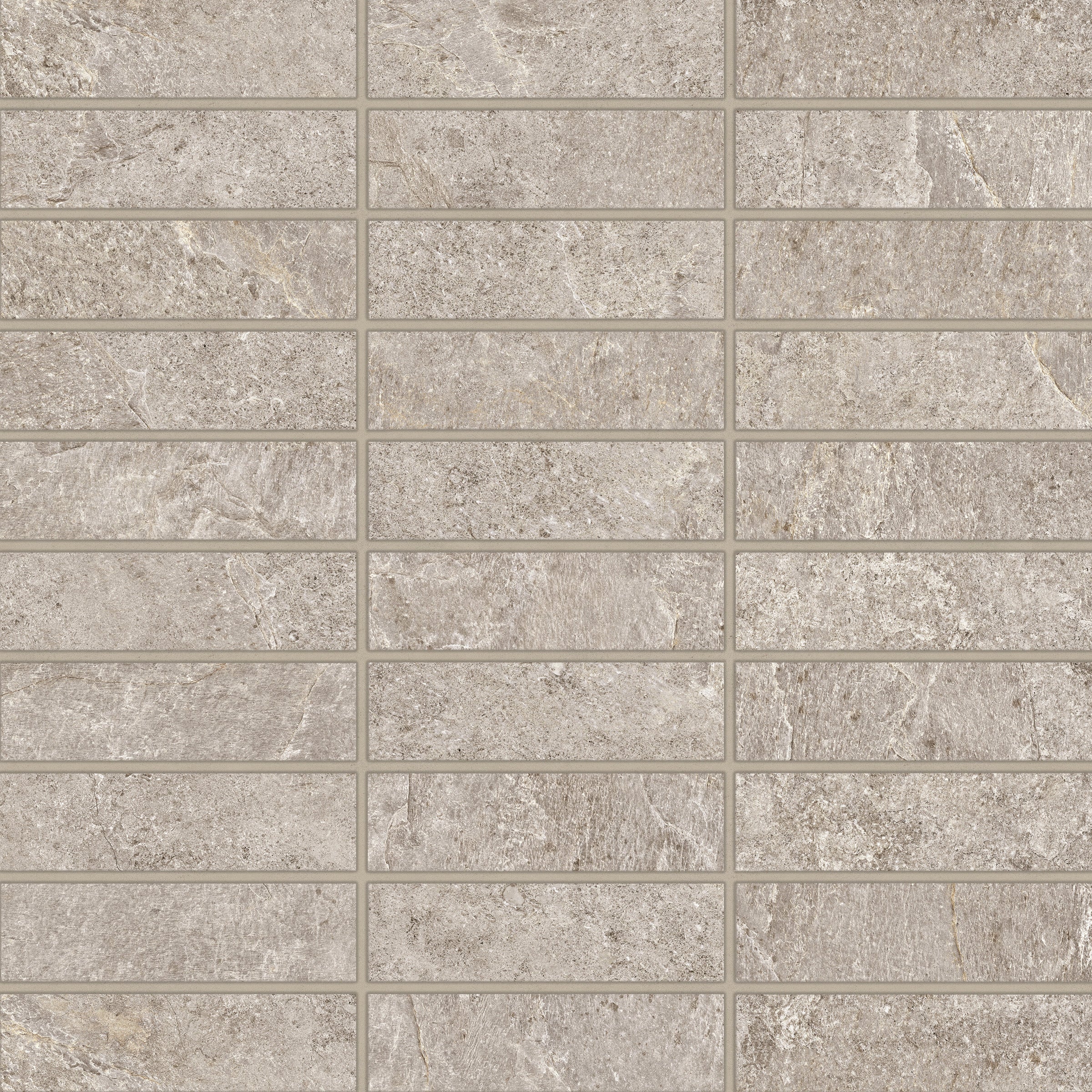 Bedrosians Farmhouse Living 1" x 4" Matte Porcelain Straight Set Mosaic in Pewter | Item Code 100008061