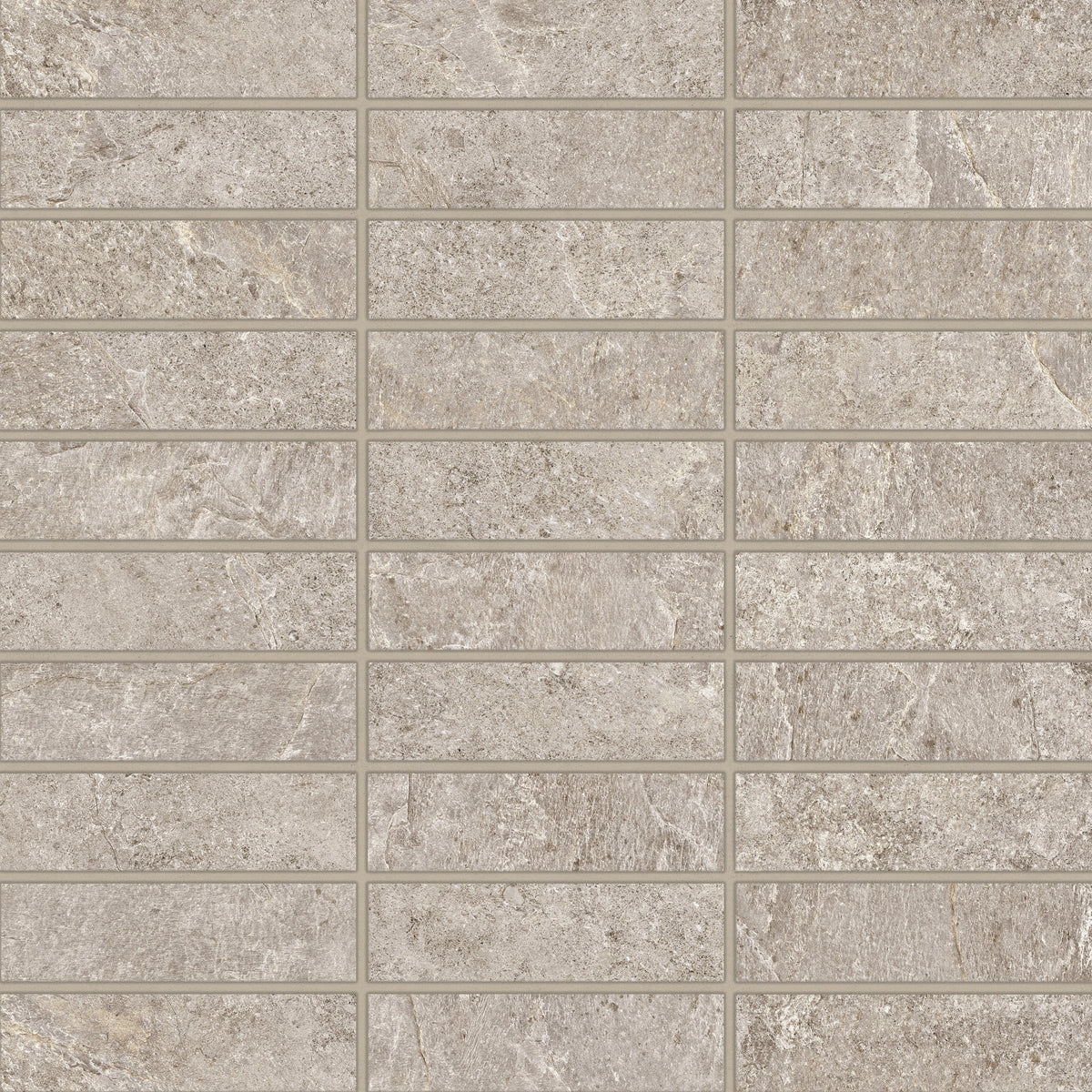 Bedrosians Farmhouse Living 1" x 4" Matte Porcelain Straight Set Mosaic in Pewter | Item Code 100008061