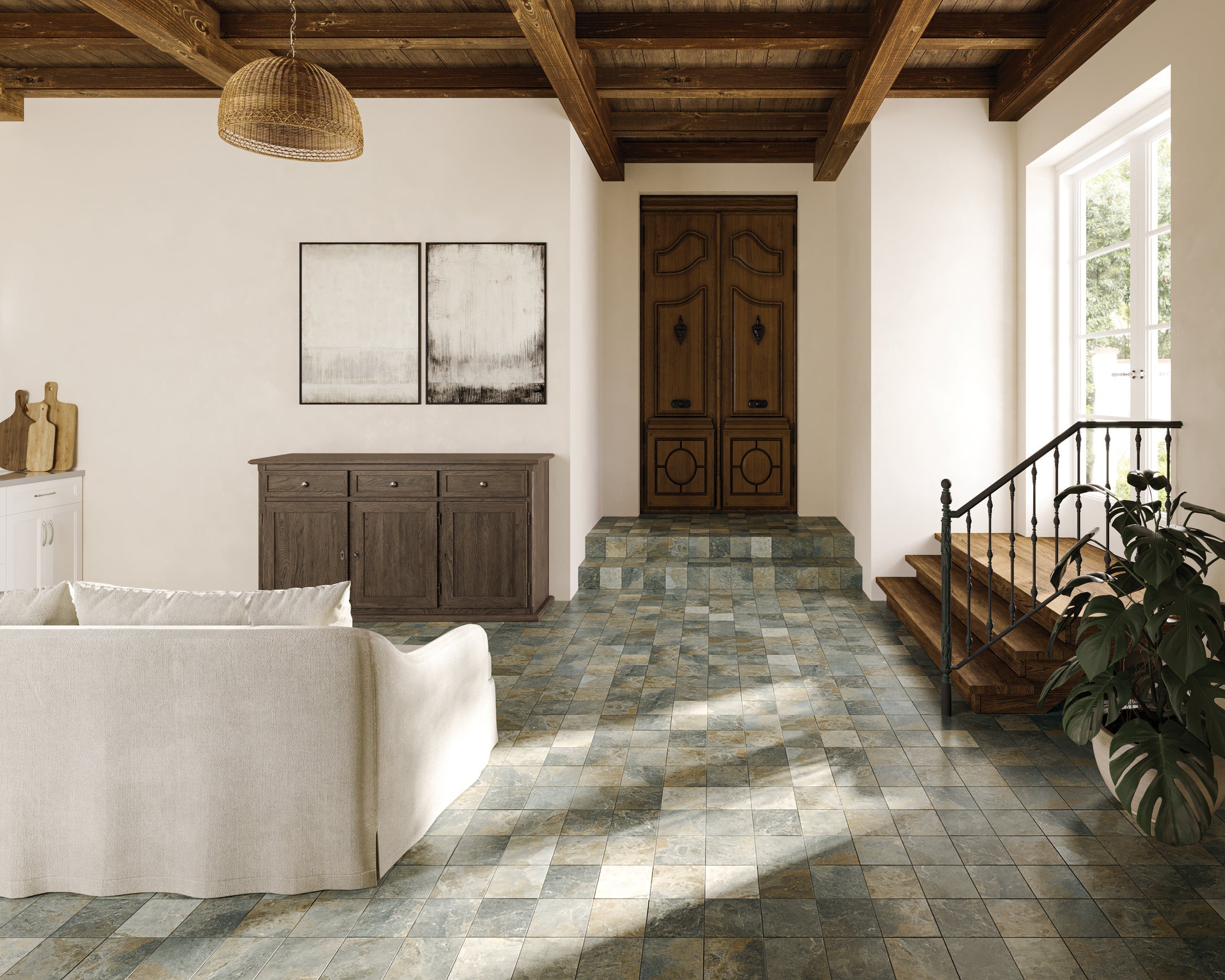 Bedrosians Sinai 6" x 6" R11 Anti-Slip Matte Pressed Porcelain Field Tile in Green | Item Code 100008993