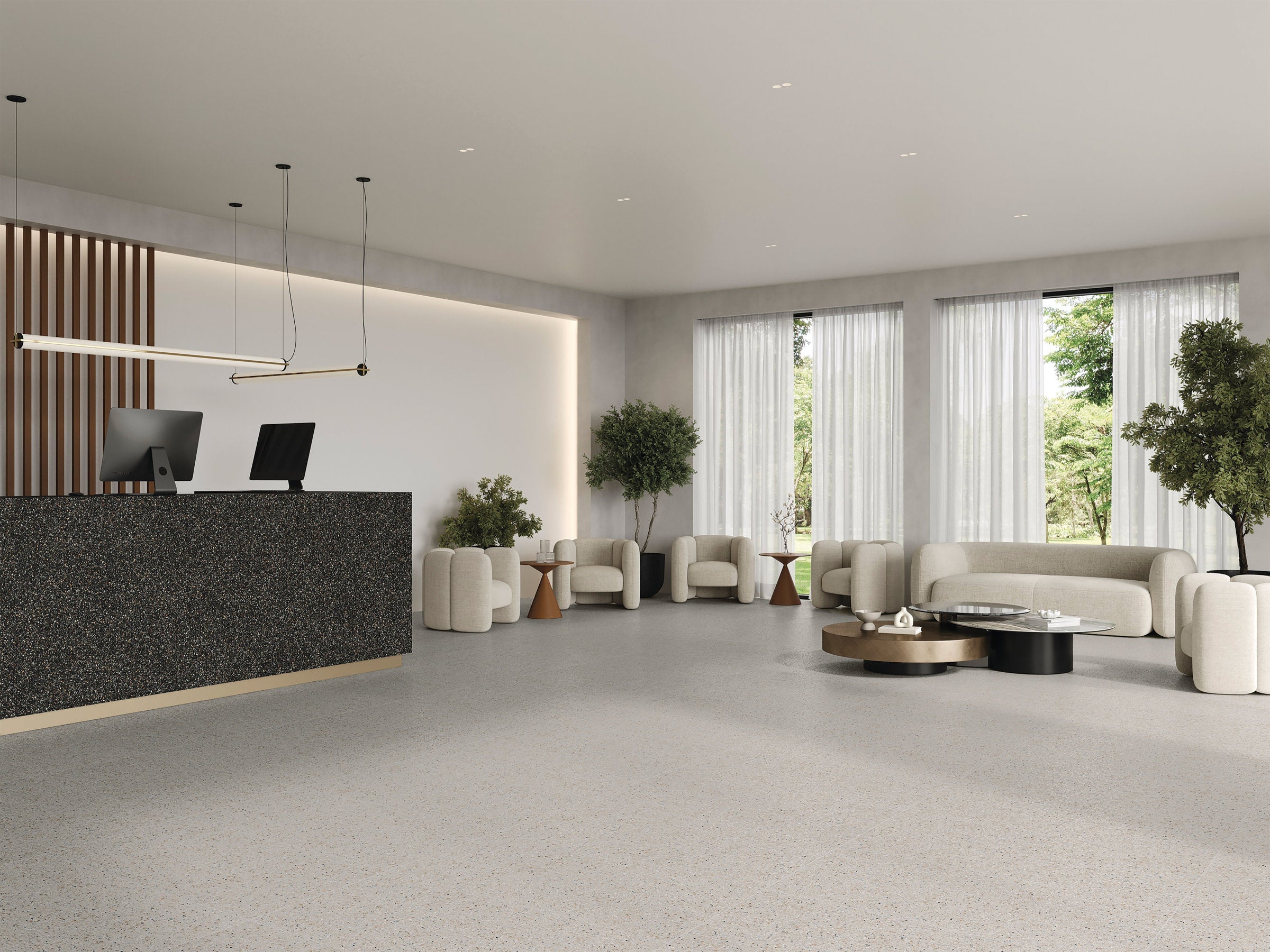 Bedrosians Mystere 24" x 24" Structured Porcelain Tile in Light Grey | Item Code 100009630