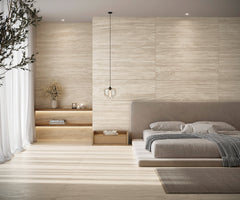 Bedrosians Tivoli 24" x 48" Natural Matte Porcelain Convesso Fluted Deco in Crema | Item Code 100010018