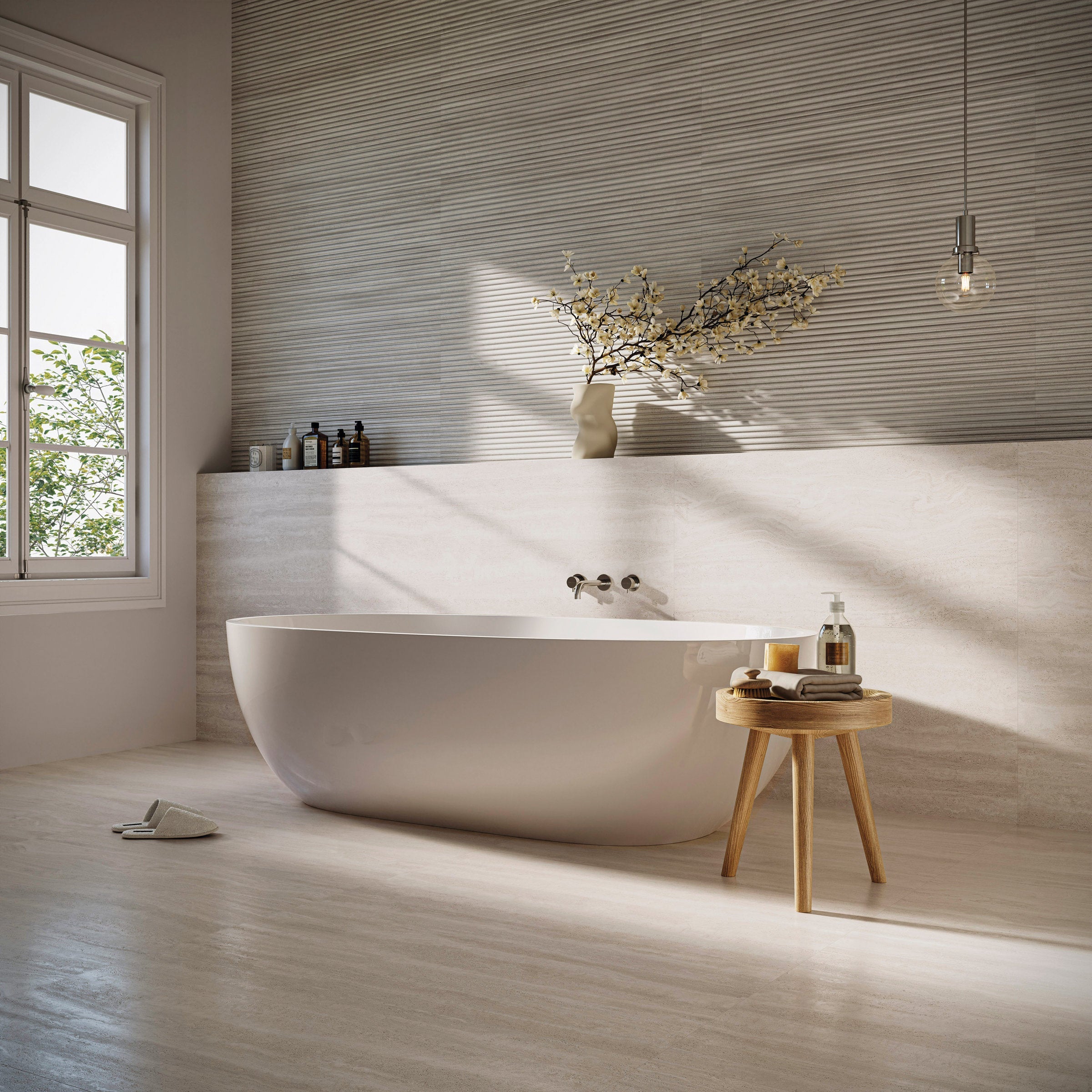 Bedrosians Tivoli 24" x 48" Natural Matte Porcelain Field Tile in Alba | Item Code 100010016