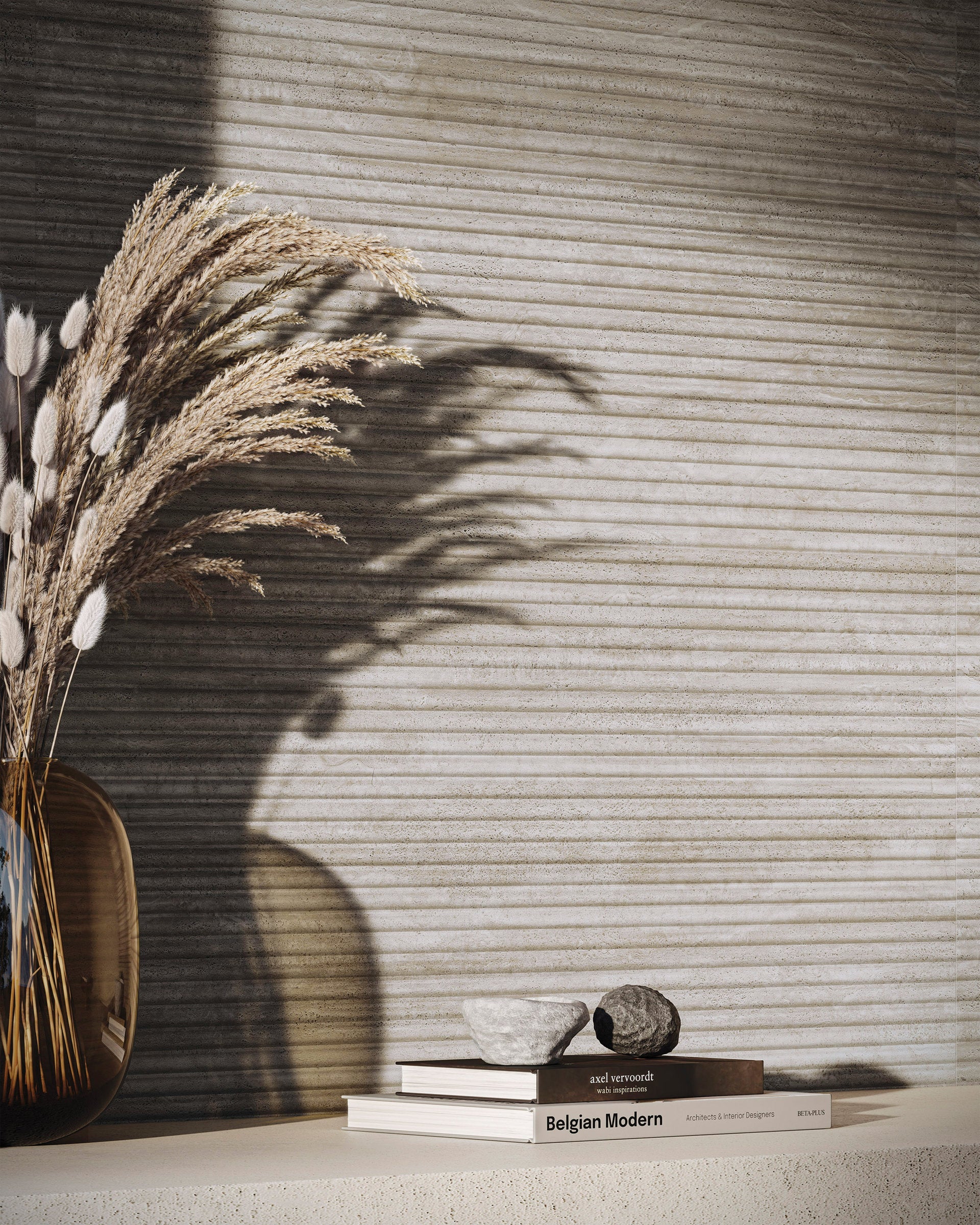 Bedrosians Tivoli 24" x 48" Natural Matte Porcelain Convesso Fluted Deco in Terra | Item Code 100010020