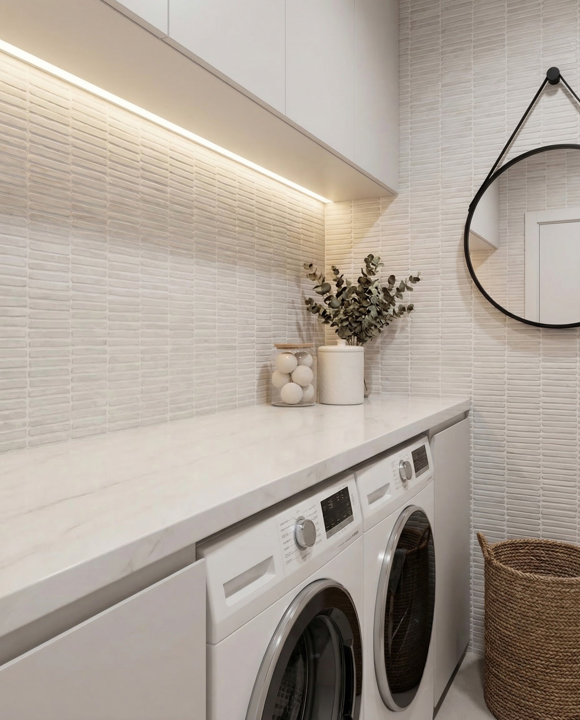 Bedrosians Node Snow 16x48 Ceramic Wall Tile Matte | Item Code 100010186