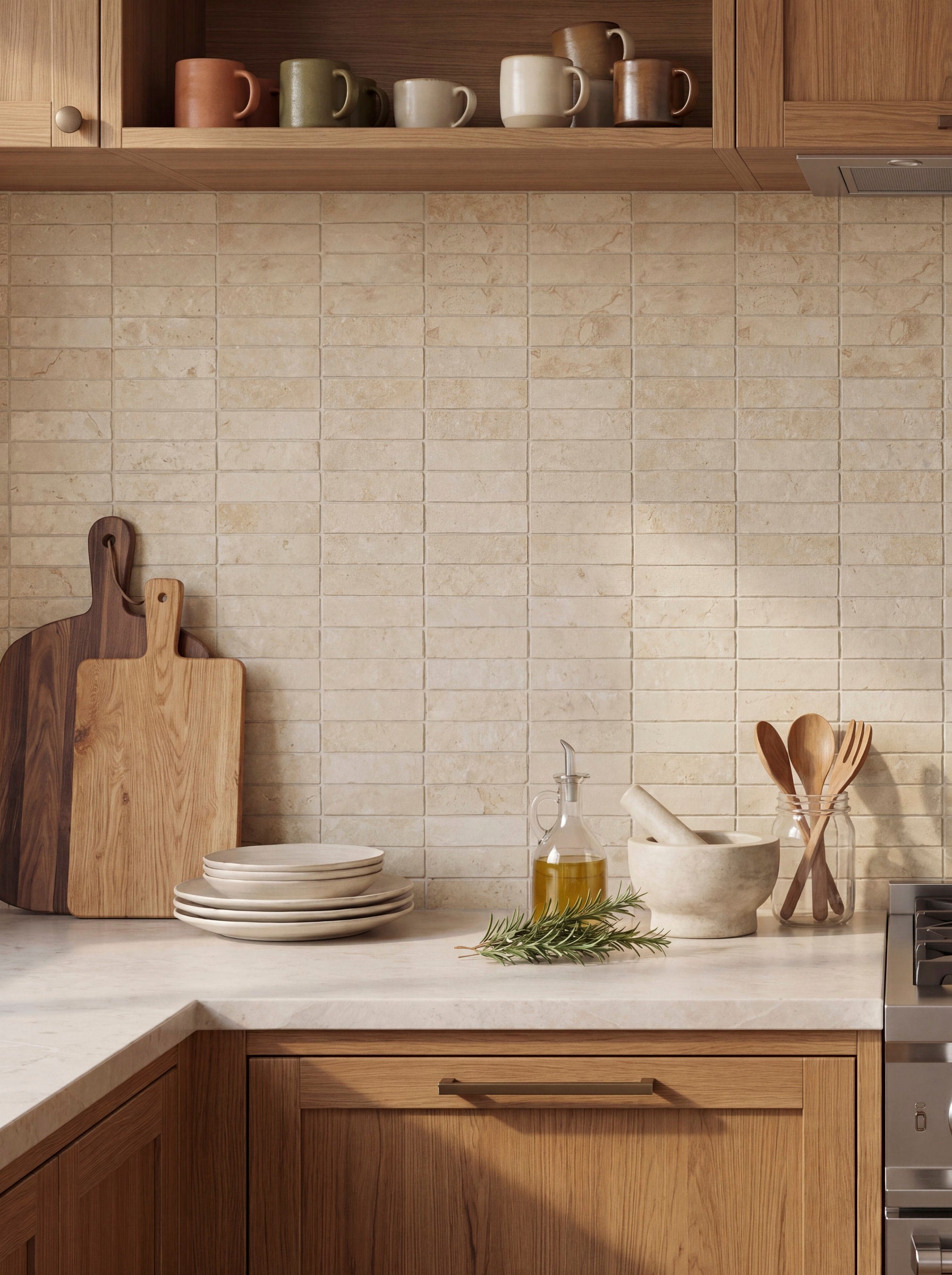 Bedrosians Lunaris Beige 1x4 Porcelain Mesh Mosaic Matte | Item Code 100010731