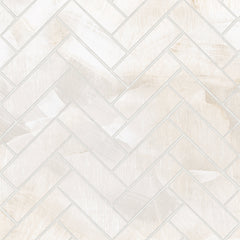 Bedrosians Magnifica Era 1" x 4" - 8mm Honed Herringbone Porcelain Mosaic Tile in Crystal Onyx | Item Code 100011626