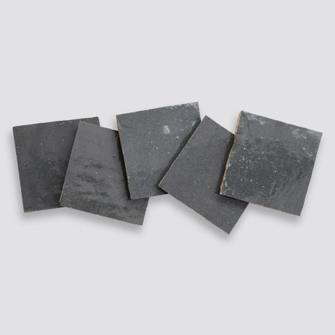 Zagora 4" x 4" Glossy Zellige Field Tile in Charcoal