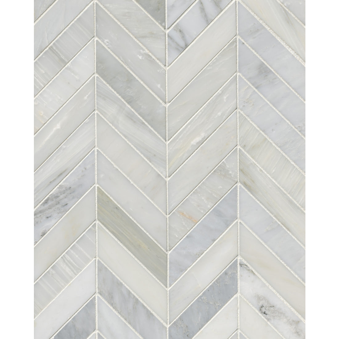 Hampton Carrara Polished Chevron Marble Mosaic Tile