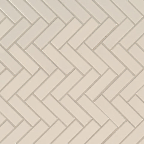 ALMOND GLOSSY HERRINGBONE MOSAIC