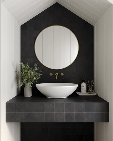 Wave 4" x 4" Honed Porcelain Mosaic Tile in Coal