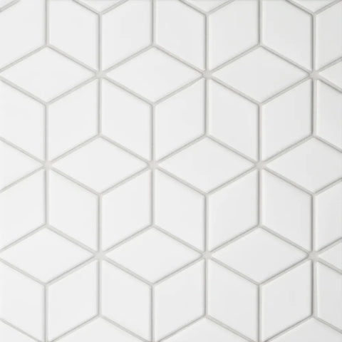 Le Cafe 2" x 3" Diamond Matte Porcelain Mosaic Tile in White