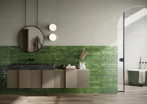 Chroma 2" x 18" Glossy Porcelain Field Tile in Green