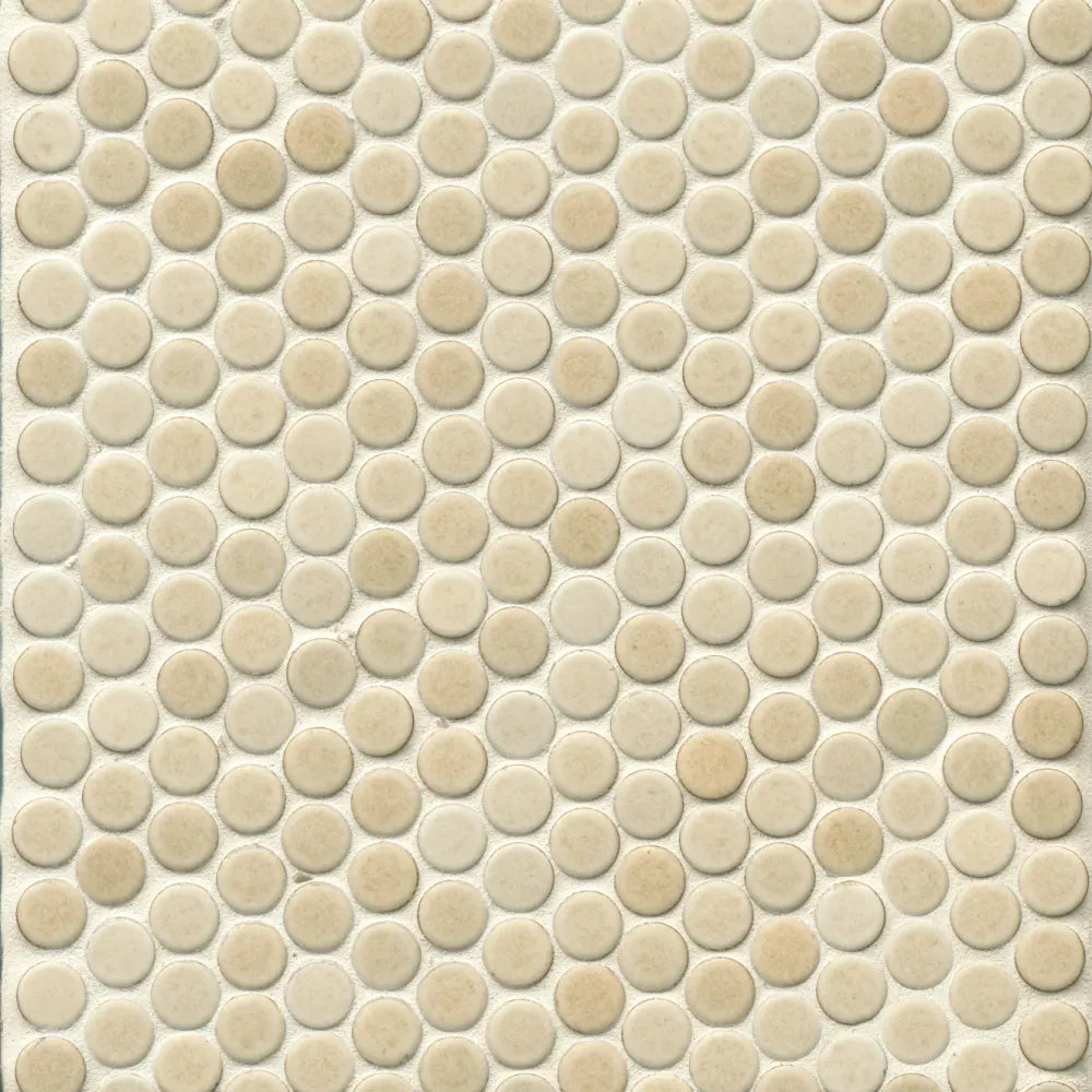 Penny Round Matte Mosaic Tile in Beige