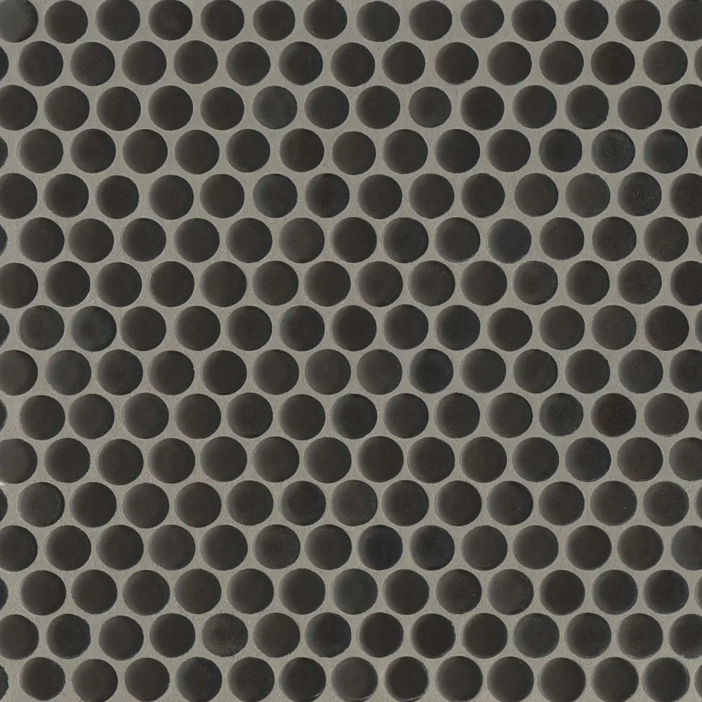 Penny Round Matte Mosaic Tile in Charcoal