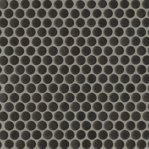 Penny Round Matte Mosaic Tile in Charcoal