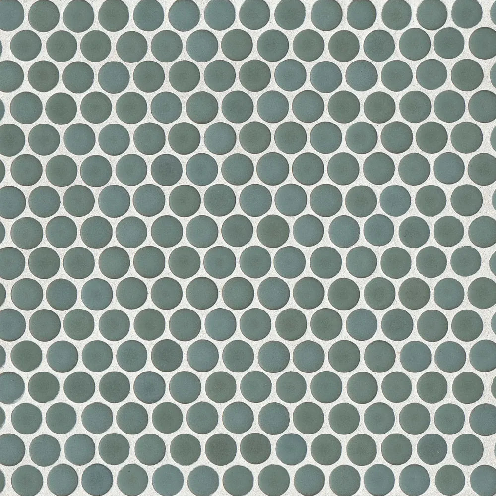 Penny Round Matte Mosaic Tile in Silver Sage