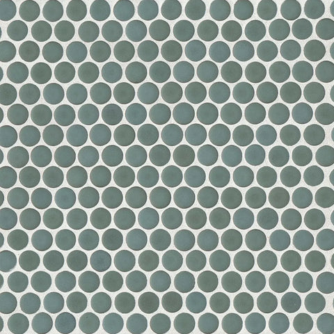 Penny Round Matte Mosaic Tile in Silver Sage
