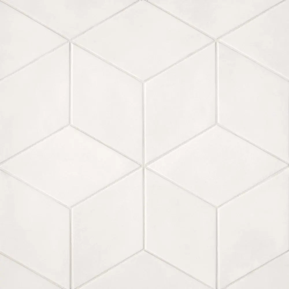 Allora 7.5" x 12.75" Rhomboid Matte Porcelain Tile in Solid White
