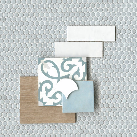 Cloé 5" x 5" Glossy Ceramic Tile in Baby Blue