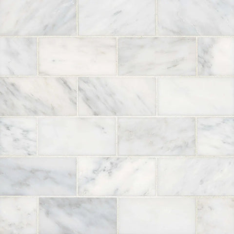 Ferrara 3" x 6" Honed Marble Tile in Bianco