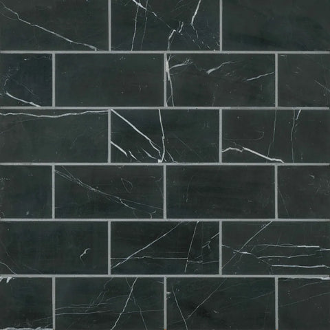 Ferrara 3" x 6" Honed Marble Tile in Nero