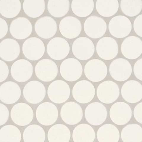 Makoto 2" Round Matte Porcelain Mosaic Tile in Shoji White