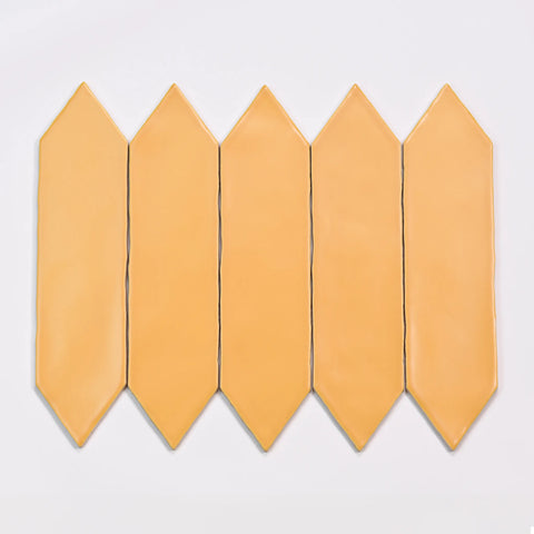 Reine 3" x 12" Picket Pattern Matte Ceramic Wall Tile in Golden
