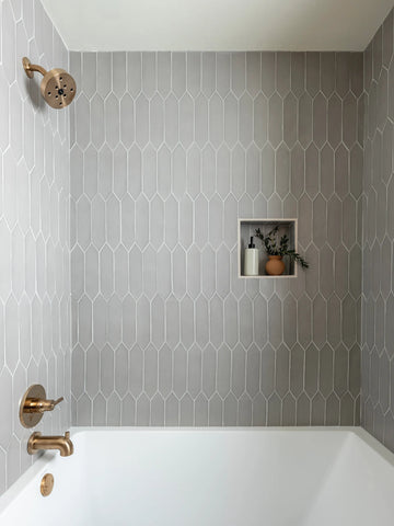Reine 3" x 12" Picket Pattern Matte Ceramic Wall Tile in Grey