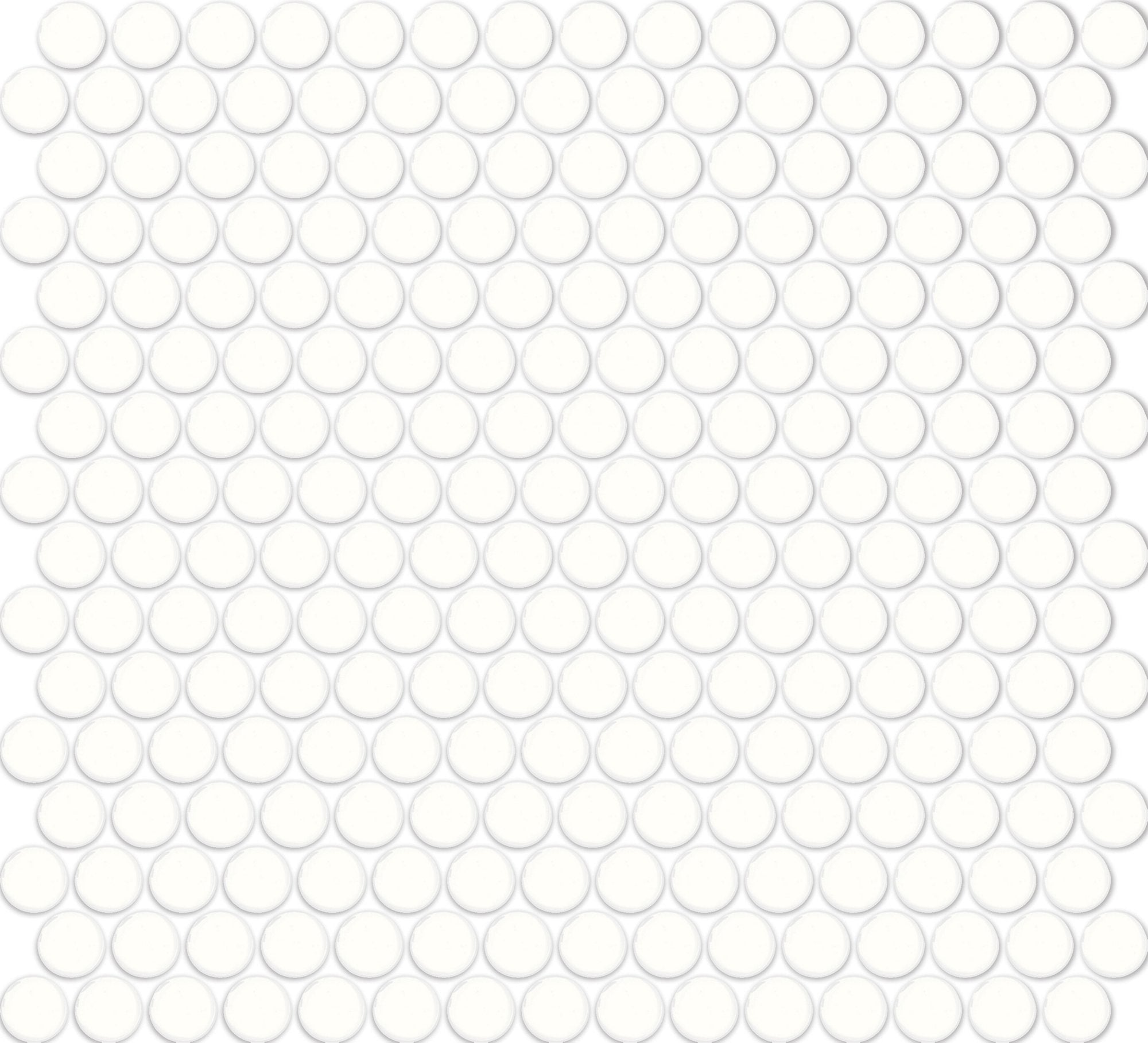 Daltile Color Wheel Mosaic Arctic White, Penny Rounds, Glossy | Daltile SKU 0190PNYRDMSGL