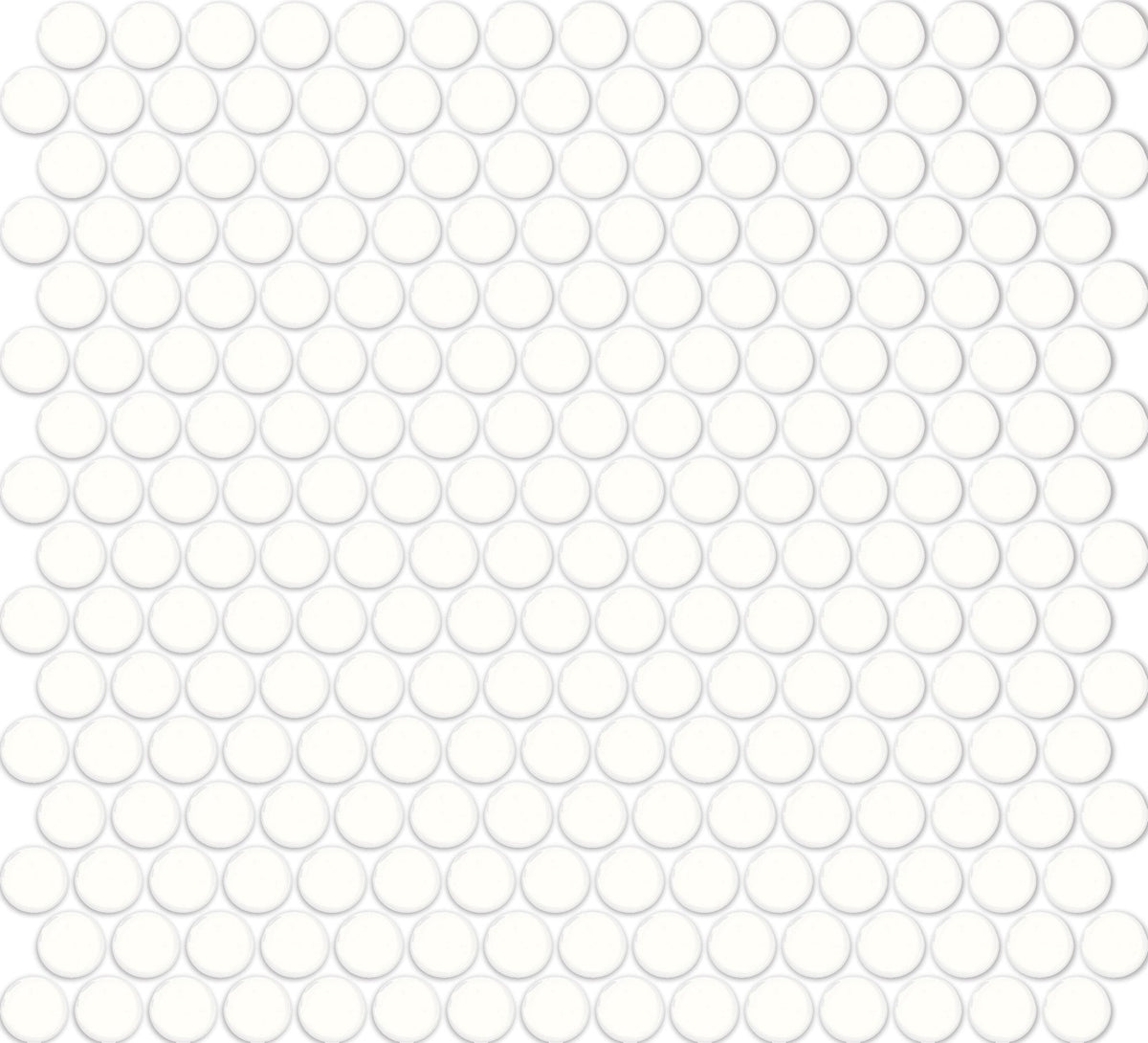 Daltile Color Wheel Mosaic Arctic White, Penny Rounds, Glossy | Daltile SKU 0190PNYRDMSGL