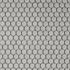 Bedrosians 360 3/4" x 3/4" Penny Round Glossy Mosaic Tile in Dove Grey | Item Code DEC360DOG34G