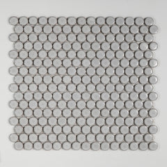 Bedrosians 360 3/4" x 3/4" Penny Round Glossy Mosaic Tile in Dove Grey | Item Code DEC360DOG34G