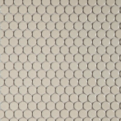 Bedrosians 360 3/4" x 3/4" Penny Round Glossy Mosaic Tile in Off White | Item Code DEC360OFW34G