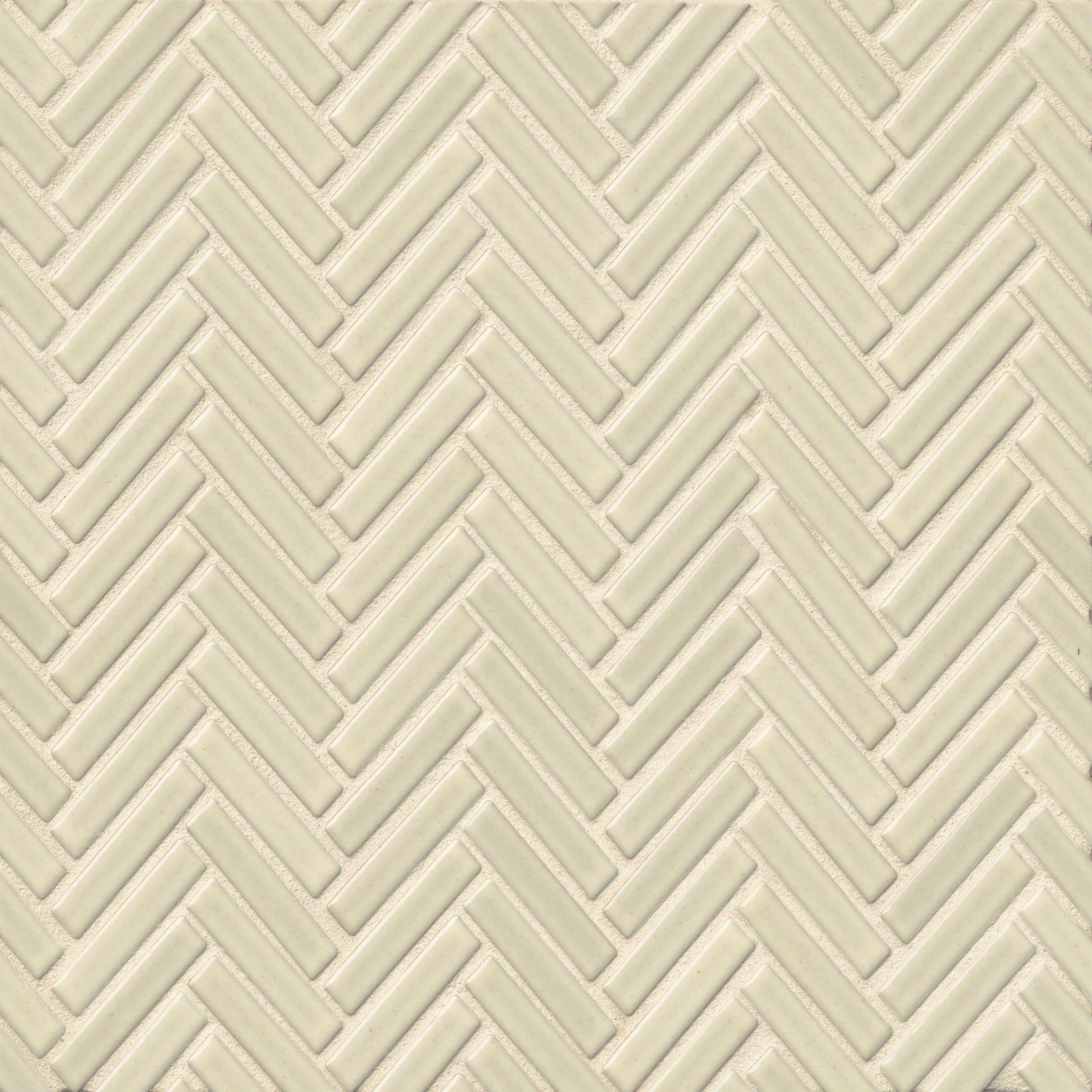 Bedrosians 90 1/2" x 2" Herringbone Porcelain Mosaic Tile in Off White | Item Code DEC90OFW122MO