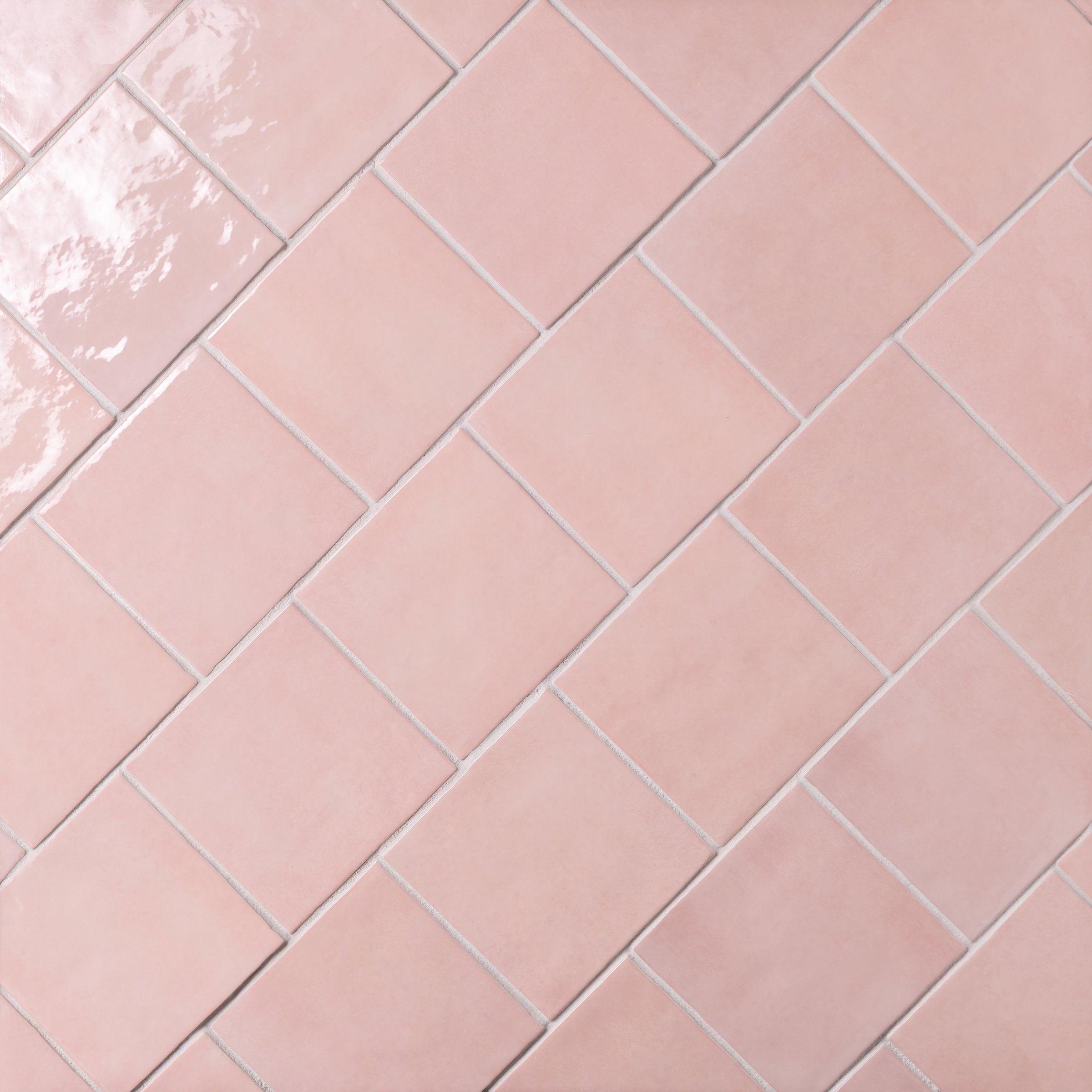 Bedrosians Cloé 5" x 5" Glossy Ceramic Tile in Pink | Item Code DECCLOPIN55G