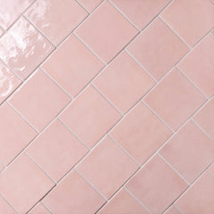 Bedrosians Cloé 5" x 5" Glossy Ceramic Tile in Pink | Item Code DECCLOPIN55G