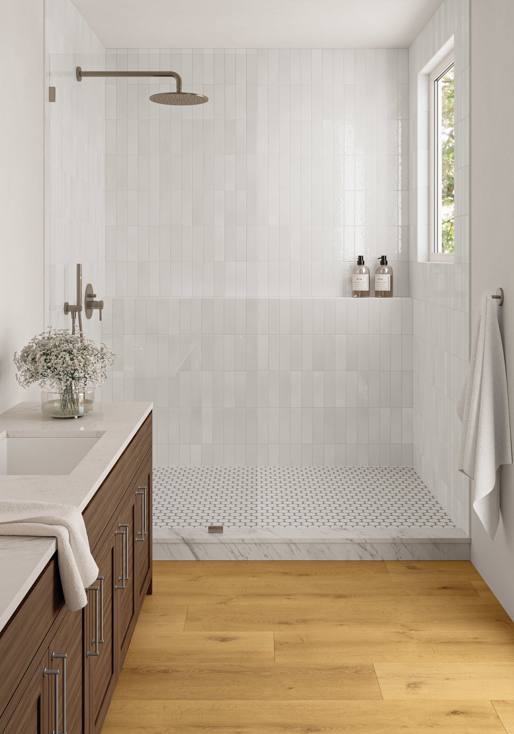 Bedrosians Makoto 2" Round Matte Porcelain Mosaic Tile in Shoji White | Item Code DECMAKSHW2RMOM