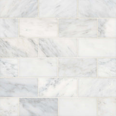 Bedrosians Ferrara 3" x 6" Honed Marble Tile in Bianco | Item Code DECFERBIA36H