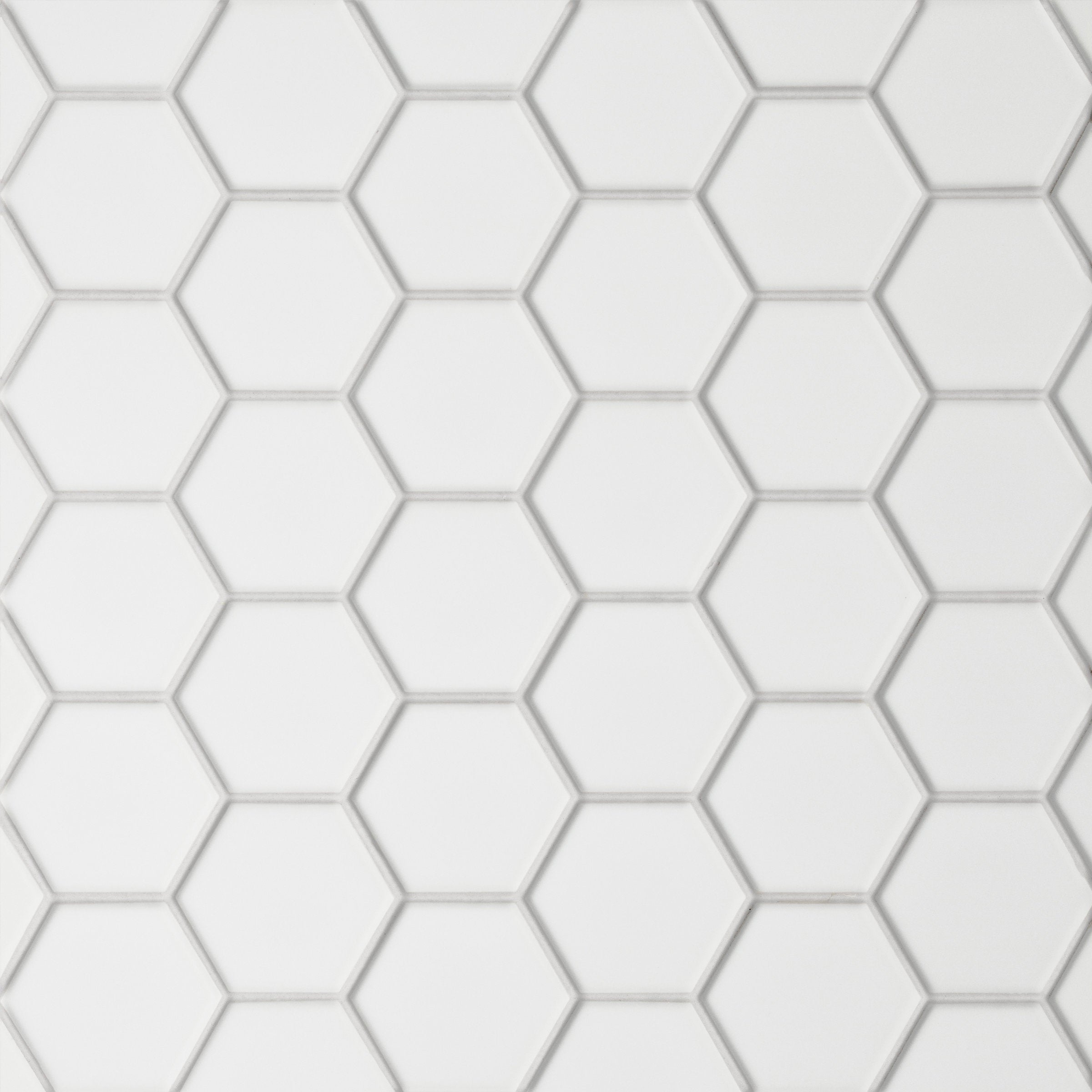 Bedrosians Le Cafe 2" x 2" Hexagon Matte Porcelain Mosaic Tile in White | Item Code DECLEC22W