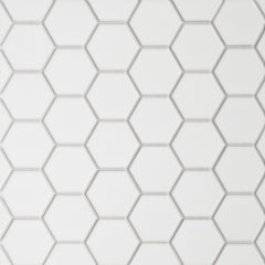 Bedrosians Le Cafe 2" x 2" Hexagon Matte Porcelain Mosaic Tile in White | Item Code DECLEC22W