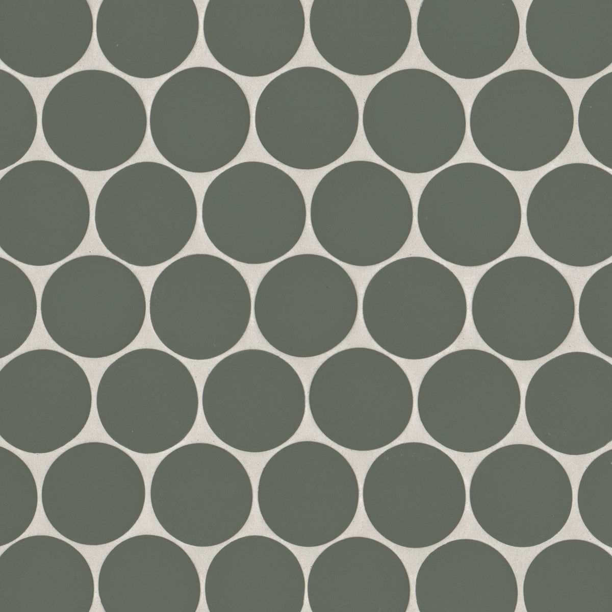 Bedrosians Makoto 2" Round Matte Porcelain Mosaic Tile in Midori Green | Item Code DECMAKMIG2RMOM