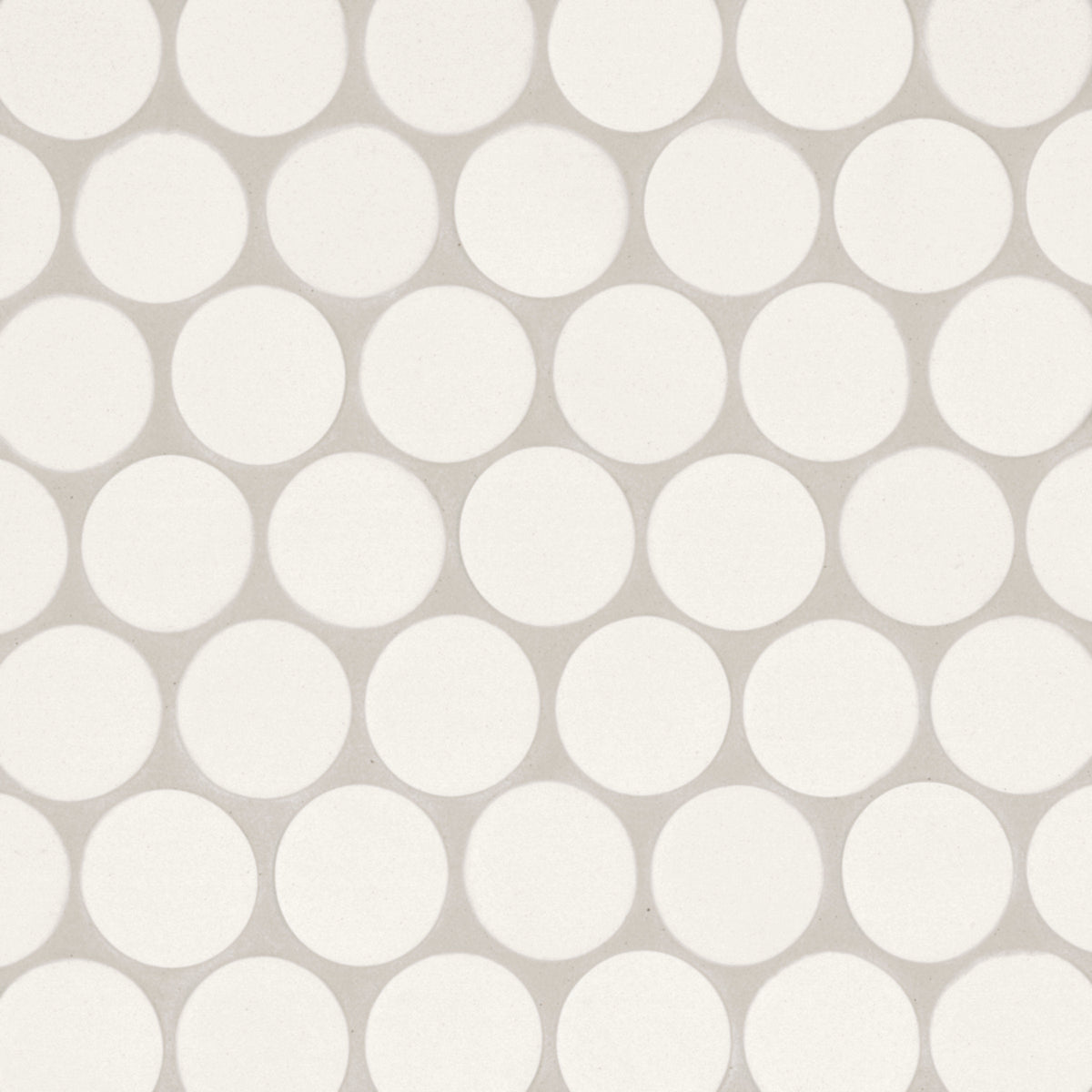 Bedrosians Makoto 2" Round Matte Porcelain Mosaic Tile in Shoji White | Item Code DECMAKSHW2RMOM