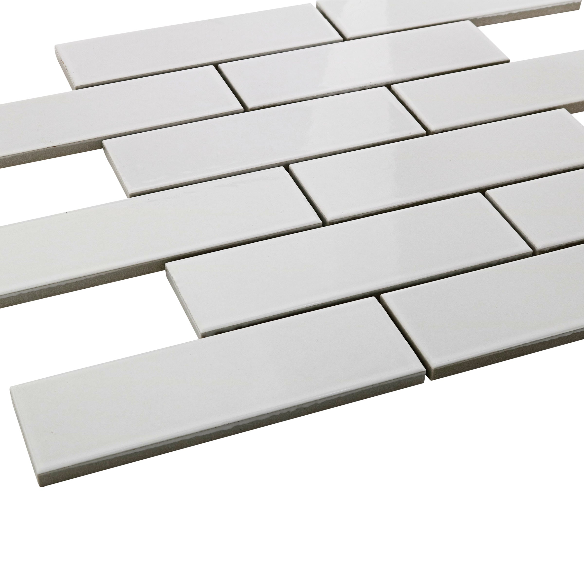 Bedrosians Zenia 2" x 6" Porcelain Floor and Wall Mosaic in Milky Way | Item Code DECZENMIW26GMO